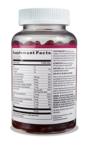Amazon Basics Adult Multivitamin Gummies, Mixed Berry & Cherry Flavors, 150 Count, 75-Day Supply, Pack of 1 (Previously Solimo)