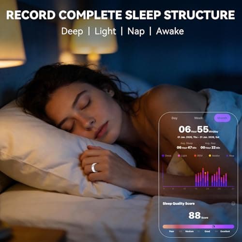 Smart Ring for Women Men,Fitness Tracker Ring,Heart Rate,Blood Oxygen,Step Tracker,Sleep Tracker,Meditation Assistance,No Subscription Fee,IP68 Waterproof,2026 New mother s day gifts for mom(Silver 8)
