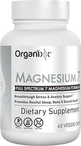 Organixx Magnesium Glycinate Supplement for Support Sleep, Muscle & Heart Health, 7 Type Magnesium Complex with Vitamin B6, Manganese Citrate, Gluten Free, Vegan, Non GMO, High Absorption, 60 Capsules