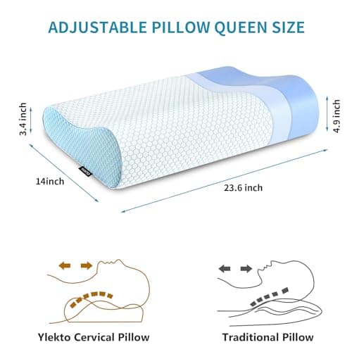 Memory Foam Pillows Neck Pillow Bed Pillow for Sleeping Ergonomic Cervical Pillow Orthopedic Contour Pillow for Side Back Stomach Sleeper