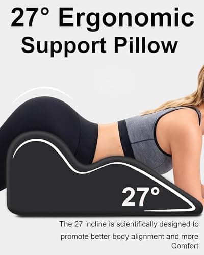 HOMEPAC Ergonomic Memory Foam Wedge Pillow, 27° Angled Support for Neck and Waist, Multi-Position Support Pillow - Black (Plus Size 25.5 * 21.5 * 11.8 inch)
