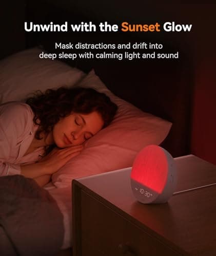 Dreamegg Sunrise 1+ Sound Machine, Sunrise Alarm Clock, Night Light, APP Control, Sleep Routines, Favorites Mode, 34 Soothing Sounds, White Noise Sound Machine, Wake Up Light for Bedrooms, Adults