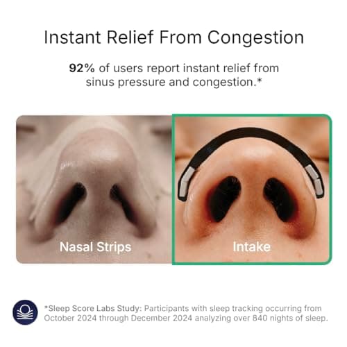 Intake Breathing — Magnetic Nasal Strips Starter Kit | Reusable Band + Tabs | Nasal Strips for Sleep, Snoring, Breathing & Sports | Stronger Lift Than Traditional Nose Strips | 4 Sizes, 15 Tabs, Black