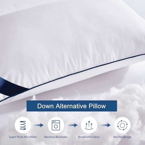 Meoflaw Pillows Standard Size Set of 4,Soft Microfiber Standard Pillows with Hollow Fiber,Hotel Quailty Bed Pillows for Sleeping 4 Pack for Back,Stomach Sleeper