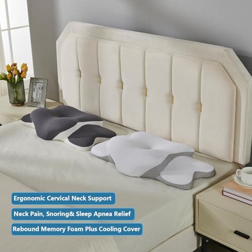 Ergo Pillow for Sleep Apnea, Neck Pain, and Snoring Relief | Cervical Neck Pillow for Side Sleepers | Orthopedic Memory Foam with Ergonomic Support
