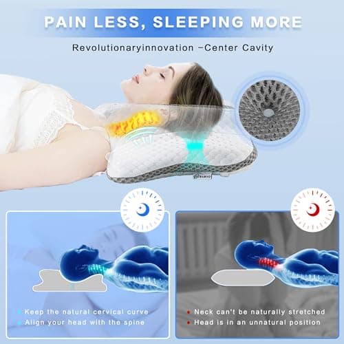 Pain Relief Cervical Pillow for Neck Support, Adjustable Ergonomic Pillow Cozy Sleeping, Odorless Orthopedic Memory Foam Pillow, Contour Bed Pillow for Side Back Stomach Sleeper