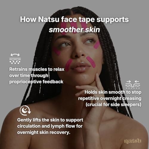 Overnight Anti Wrinkle Patches for Women - Japanese Face Tape for Forehead, Smile Lines - Pre-Cut Kinesiology Face Tape in 2 Sizes - Hypoallergenic, Skin Safe, Latex-Free (Original)