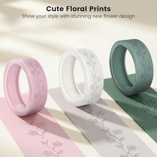 4 Pack Ultra-Thin Ring Covers Compatible with Oura Ring Gen 4/4 Ceramic/Oura Gen 3 Cover, Cute Fancy Floral Engraved Anti-Scratch Silicone Smart Rings Protector Accessories for Women