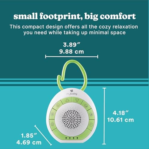 MyBaby Sound Machine, White Noise for Baby, Travel, Nursery and On The Go, 4 Soothing Sounds, Integrated Clip, Small and Lightweight, Great for Registry Gift