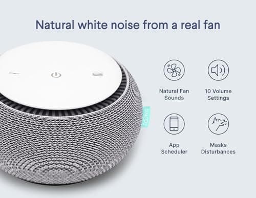 SNOOZ Smart White Noise Machine - Real Fan Inside for Non-Looping Sound, Portable Sleep Aid for Adults, Dogs, Travel, Home, Bedroom, Sleeping, Office Privacy, Therapy, & Baby Registry Essential- Cloud