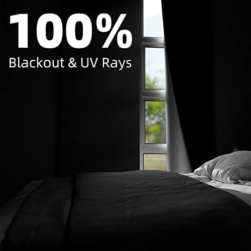 NIGHTON Portable Blackout Curtains 40"×59", Strong Hook and Loop Tape Strips with Adhesive, Cuttable Blackout Window Cover, 100% Black Out Material Blinds for Baby Nursery or Travel - Black