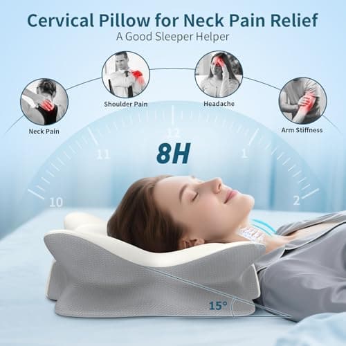 Cervical Neck Pillow for Pain Relief, Ergonomic Side Sleeper Pillow Cooling Memory Foam Pillows for Sleeping, Contour Pillow Orthopedic Bed Pillow for Back Stomach Sleepers