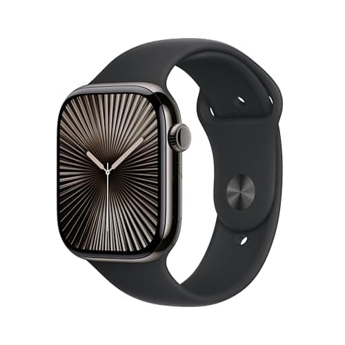 Apple Watch Series 10 [GPS + Cellular 46mm] - Slate Titanium Case with Black Sport Band, M/L (Renewed)