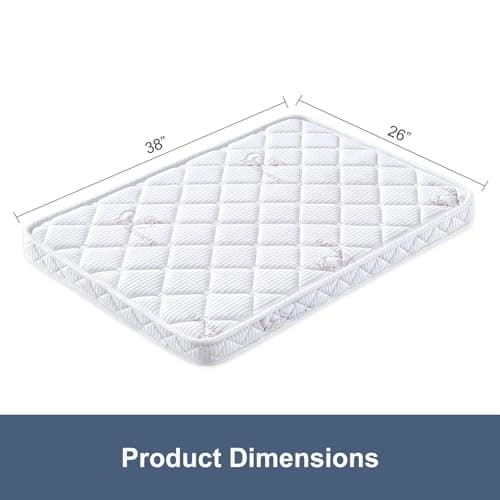 Pack and Play Mattress - 38" x 26"- Premium Knitted Fabric Safety Reinforced Play Yard Mattress - Fits for Graco & Baby Trend & Pamo Babe Playard, Firm Support and Comfort Foam，White