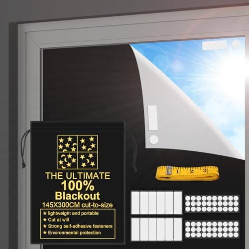 RUseeN Portable Blackout Shades (118" x 57") Travel Window Blackout Curtains, 100% Blackout Material Temporary Blackout Blinds for Baby Nursery, Bedroom, Caravan, Office or Travel Use