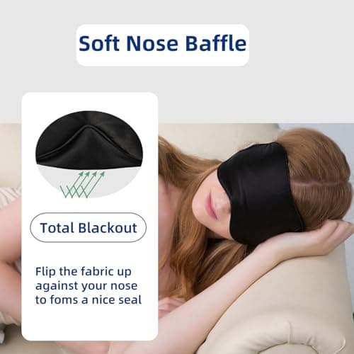 ALASKA BEAR Sleep Mask 2 Straps, Mulberry Silk, Twin Thin Elastic Bands Stay Put All Night, Smooth Eye Mask Two Adjustable Head Strings and Nose Baffle