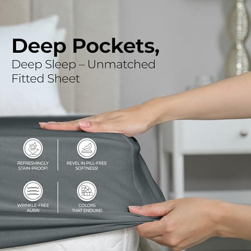 Utopia Bedding King Fitted Sheet - Bottom Sheet - Deep Pocket - Polyester - Shrinkage and Fade Resistant - Easy Care -1 Fitted Sheet Only (Grey)