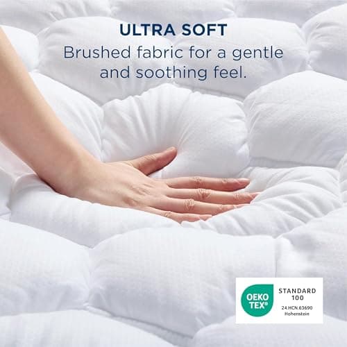 Bedsure Twin XL Mattress Pad - Soft Mattress Topper for College Dorm Room Essentials, Extra Long Twin Quilted Fitted Bed Cover Protector with 8-21 Inches Deep Pocket, Washable, White, 39x80 Inches