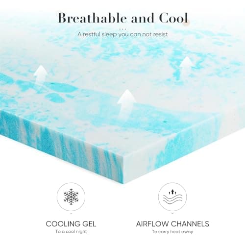 DUMOS Mattress Toppers Memory Foam King Size, 3 Inch Thick Bed Topper Pad Cooling Gel Infused Soft Comfy Padding Breathable for Sleeper Sofa Couch RV Camper, CertiPUR-US Certified, Blue
