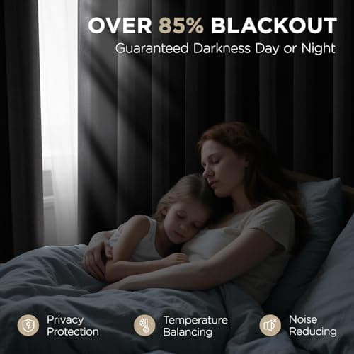 Joydeco Blackout Curtains for Bedroom 84 Inch - Black Out Curtains with Grommets Thermal Insulated Room Darkening Light Blocking, Noise Reducing & Wrinkle-Free Drapes for Living Room Windows, 2 Panels