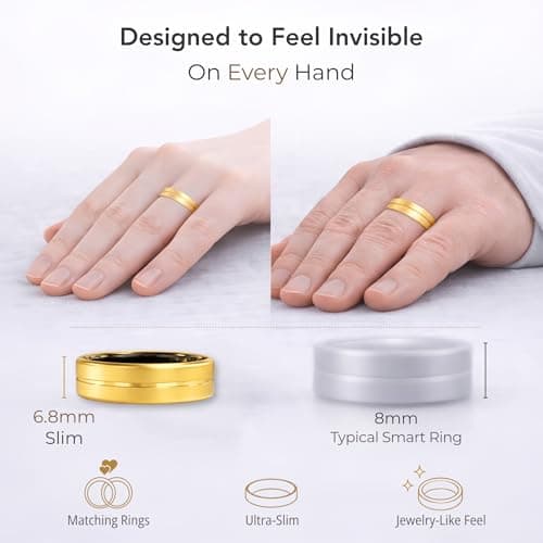 VIVIYO Smart Ring Health & Fitness Tracker for Men and Women, Sleep and Activity Tracking, HRV and Stress, Heart Rate and SPO₂, Women Health Support, 120+ Sports Modes (Matte Gold, 9)