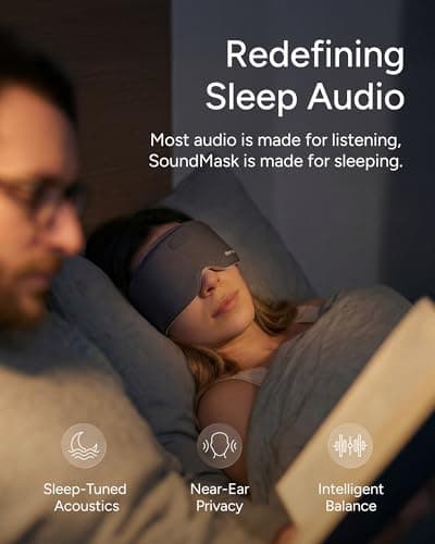 Sleenova Sleep Eye Mask with Bluetooth Headphones - Side Sleeper Optimized with Integrated Offline Audio for Phone-Free Use - 3 Modes for Rest, Nap & Travel