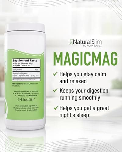 NaturalSlim MagicMag - Highly Absorbable Magnesium Citrate Powder for Relaxation, Energy, Better Sleep & Metabolic Support - Magnesium Supplement for Women & Men - Strawberry & Lime Flavored 8oz