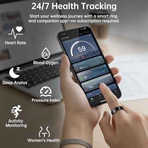 VAMOTRA Smart Ring for Women & Men, Fitness Tracker Ring with Heart Rate Monitor, HRV, Sleep Tracking, No Subscription Fee, 10ATM Waterproof Activity Ring for iOS & Android (Gold, 8#)