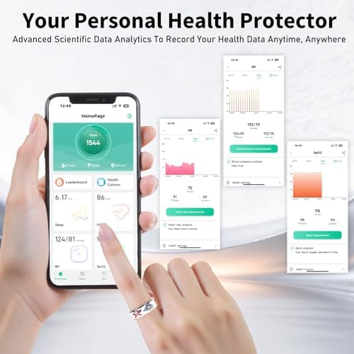 Chendssfkd Smart Ring for Women and Men - IP68 Waterproof Health Tracker Ring with Heart Rate, Step Counting, Sleep Monitoring, No Subscription Fee for iPhone/Android, Enamel Rose Gold 10#