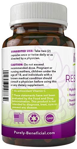 PURELY beneficial RESVERATROL1450-90day Supply, 1450mg per Serving of Potent Antioxidants & Trans-Resveratrol, Promotes Anti-Aging, Cardiovascular Support, Maximum Benefits(1bottle)