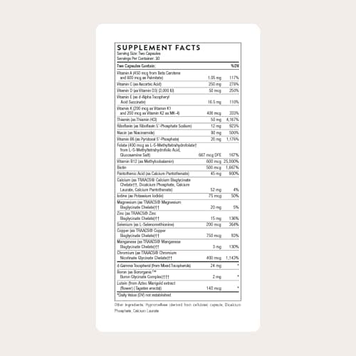 THORNE - Basic Nutrients 2/Day - Comprehensive Daily Multi-Vitamin with Optimal Bioavailability - Vitamin & Mineral Formula - Third-Party Certified - Gluten, Dairy & Soy-Free - 60 Capsules