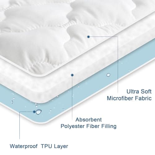 Mattress Protector Waterproof Twin Size for Kid, Soft & Cooling Twin Mattress Pad Cover Quilted for Single Bed Fitted with Deep Pocket up to 14" Depth