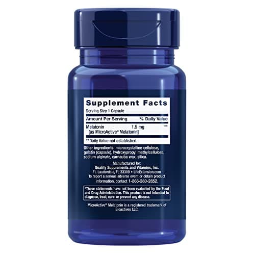 Life Extension Melatonin IR/XR, 1.5 mg, immediate- and Extended-Release Formula for Optimal Sleep Support, Healthy circadian Rhythms, Cellular Defense, Gluten-Free, Non-GMO, 60 Capsules
