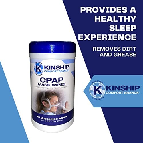 Kinship Comfort Brands CPAP Mask Cleaning Wipes, Unscented and Lint Free Cleanser to Clean Filters, Tubes and BIPAP Machines, 150 Count Total, 2 Canisters