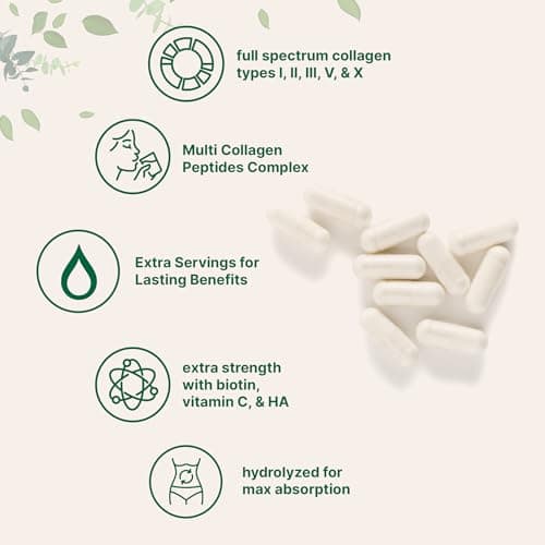 Micro Ingredients Multi Collagen Pills for Women & Men, 240 Capsules | Type I, II, III, V, X | Hydrolyzed Peptides with Biotin, Hyaluronic Acid, & Fat Soluble Vitamin C Complex | Non-GMO, Filler Free
