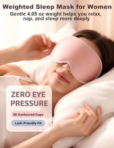 Weighted Eye Masks for Sleep Women: 3D Contoured Blackout Sleep Mask with Zero Pressure, Eyelash Friendly & Comfortable Blindfold for Airplane Travel, Night Shift Nurse, Yoga & Thoughtful Gift, Pink