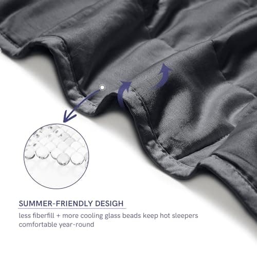 YnM 15lbs Weighted Blanket for Adults, Heavy Bed Throw Blanket with Cooling Glass Beads for All Season Use, Ideal for ~90lbs (48x72 Inches, Twin/Full, Dark Grey)