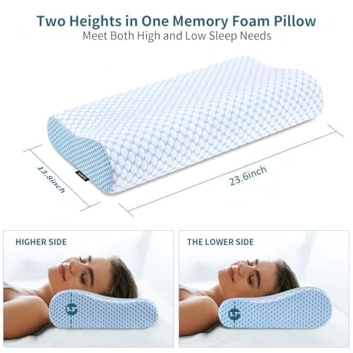 Cervical Pillow for Neck Pain Relief, Contour Memory Foam Pillows for Sleeping, Odorless Ergonomic Pillow Adjustable Orthopedic Cooling Pillow Bed Pillow Neck Support for Side Back Stomach Sleepers