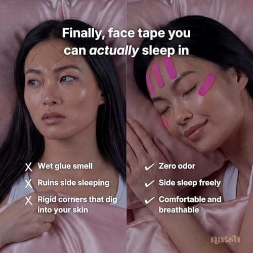 Overnight Anti Wrinkle Patches for Women - Japanese Face Tape for Forehead, Smile Lines - Pre-Cut Kinesiology Face Tape in 2 Sizes - Hypoallergenic, Skin Safe, Latex-Free (Original)