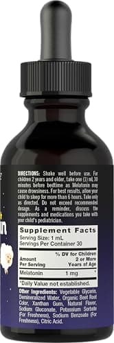 Carlyle Kids Melatonin Liquid | 1 fl oz | Two Pack | Fruit Flavor | Drug Free Childrens Supplement
