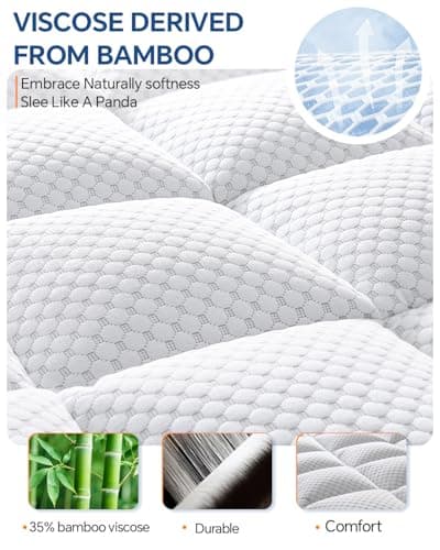 BEDELITE King Mattress Topper Dual Layer 4 Inch Memory Foam Mattress Topper, 2 Inch Pilow Top Mattress Pad and 2 Inch Gel Foam Mattress for Pressure Relief, with Deep Pockets Up to 6"-24"