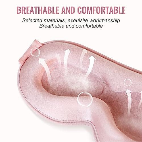 Sleep Mask,Upgraded 3D Deep Contoured Eye Mask for Sleeping,No Pressure Eye Covers 99% Block Out Light Eye Mask with Adjustable Elastic Strap for Sleeping, Yoga, Traveling (1pc,Pink)