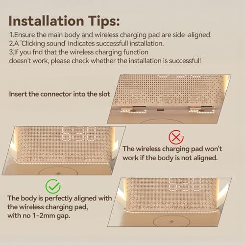 Vivilumens Sunrise Alarm Clock Wireless Charger, 10 White Noise Sound Machine Alarm Clock with 30/60/90 Mins Timer, 3 Levels Touch Night Light Dual Clocks for Heavy Sleeper Bedroom Decor Gift for Her
