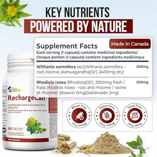 Allbe RechargeCan - Ashwagandha Capsules (200mg) - 90 Count (Pack of 1)