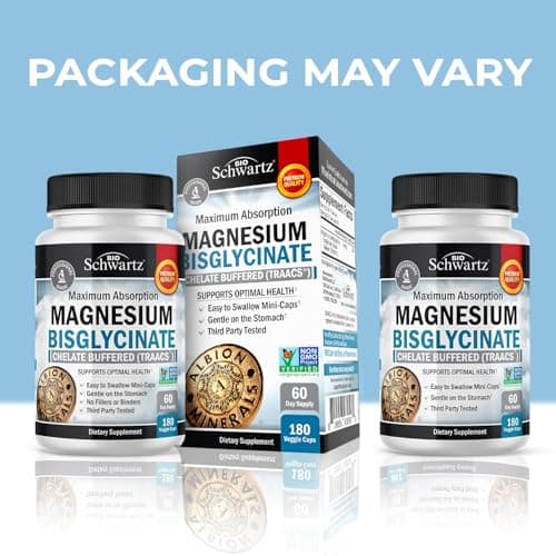 Magnesium Bisglycinate Chelated Supplement - High Absorption Magnesium Glycinate Supplement for Women and Men - Sleep, Muscle, Bone & Joint Support - Non-GMO, Non-Laxative Chelate - 180 Capsules