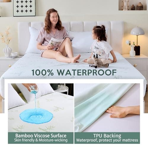 Premium 100% Waterproof King Mattress Protector, Breathable Mattress Cover King Size Bed, 3D Air Fabric Cooling Bed Pad Cover, Deep Pocket 8"-21"