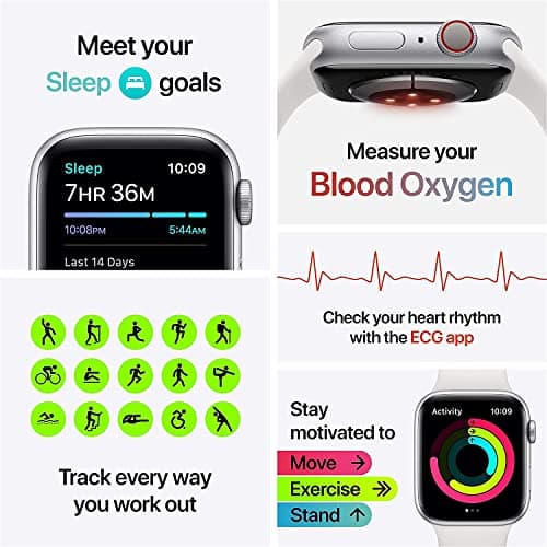 Apple Watch Series 6 (GPS + Cellular, 44mm) - Blue Aluminum Case with Deep Navy Sport Band (Renewed)