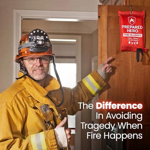 Prepared Hero Emergency Fire Blanket - 2 Pack - Fire Suppression for Kitchen, 39” x 39” Fiberglass Fire Blanket for Home