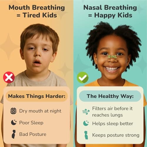 TapeGeeks Nasal Strips for Kids Nose Strips for Breathing Nasal Strip for Reducing Snoring Boys and Girls, Mix Colors