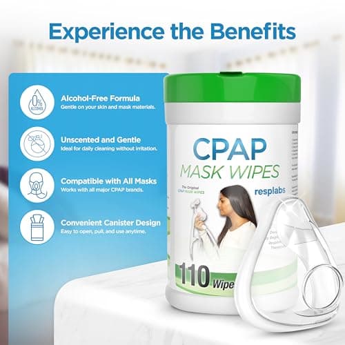 resplabs CPAP Mask Wipes Unscented Cleaner for Full Face, Nasal Masks & Supplies 110 Wipes